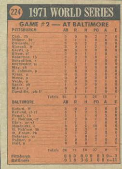 Topps 224 1971 World Series Game No. 2 back