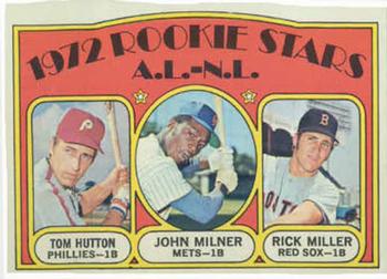Topps 741 A.L. N.L. 1972 Rookie Stars (Tom Hutton / John Milner / Rick Miller) #1972