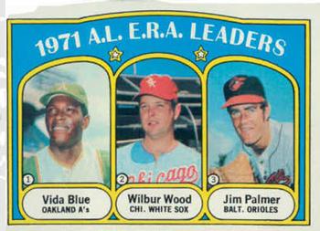 Topps 92 1971 A.L. E.R.A. Leaders (Vida Blue / Wilbur Wood / Jim Palmer) #1972