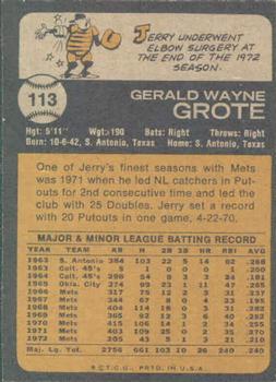 Jerry Grote back