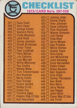 Topps 453 Checklist: 397 528 #1973
