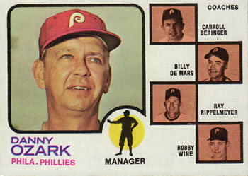 Topps 486 Phillies Field Leaders (Danny Ozark / Carroll Beringer / Billy de Mars / Ray Rippelmeyer / Bobby Wine) #1973