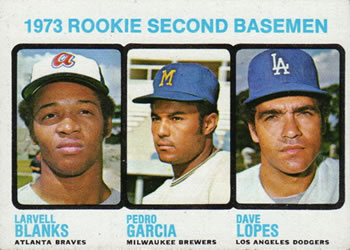 Topps 609 1973 Rookie Second Basemen (Larvell Blanks / Pedro Garcia / Dave Lopes) #1973