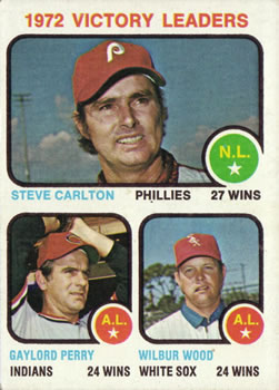Topps 66 1972 Victory Leaders (Steve Carlton / Gaylord Perry / Wilbur Wood) #1973