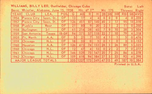 Billy Williams back