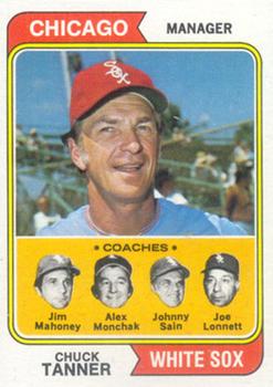 Topps 221 White Sox Field Leaders (Chuck Tanner / Joe Lonnett / Jim Mahoney / Alex Monchak / Johnny Sain) #1974