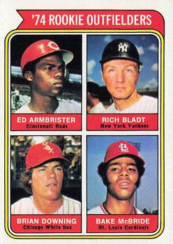 Topps 601 1974 Rookie Outfielders (Ed Armbrister / Rich Bladt / Brian Downing / Bake McBride) #1974