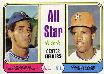 Topps 337 All Star Center Fielders (Amos Otis / Cesar Cedeno) #1974