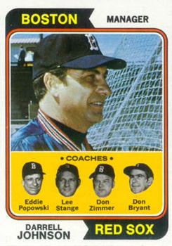 Topps 403 Red Sox Field Leaders (Darrell Johnson / Eddie Popowski / Lee Stange / Don Zimmer / Don Bryant) #1974