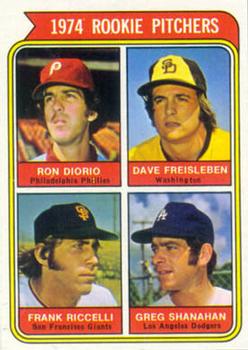 Topps 599 1974 Rookie Pitchers (Ron Diorio / Dave Freisleben / Frank Riccelli / Greg Shanahan) #1974