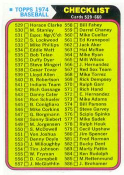 Topps 637 Checklist: 529 660 #1974