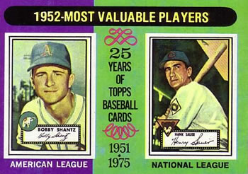 Topps 190 1952 MVPs (Bobby Shantz / Hank Sauer) #1975