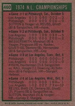 Topps 460 '74 N.L. Championships back