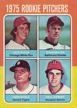 Topps 614 1975 Rookie Pitchers (Jack Kucek / Dyar Miller / Vern Ruhle / Paul Siebert) #1975