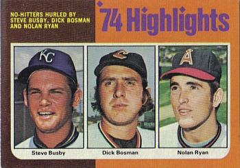 Topps 7 Steve Busby / Dick Bosman / Nolan Ryan #1975