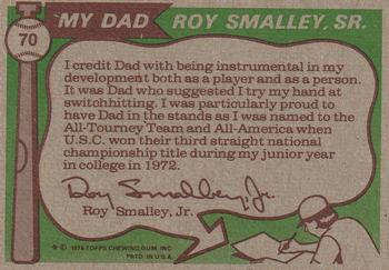 Topps 70 Father & Son   Big Leaguers (Roy Smalley / Roy Smalley, Jr.) back