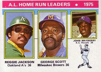 Topps 194 1975 AL Home Run Leaders (Reggie Jackson / George Scott / John Mayberry) #1976