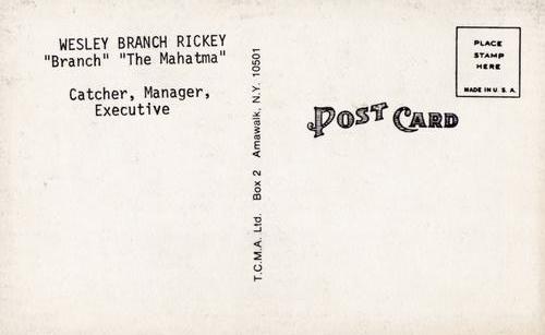 Branch Rickey back