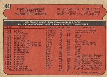 Frank Lucchesi back