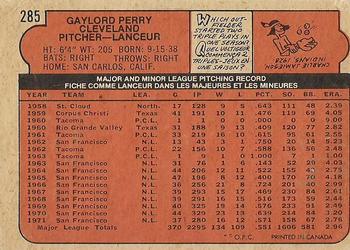 Gaylord Perry back