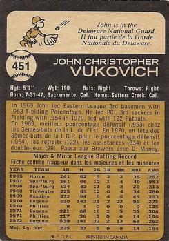 John Vukovich back