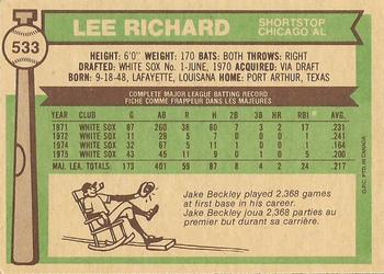 Lee Richard back